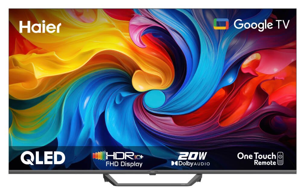 Haier smart TV displaying a blank screen on a clean background